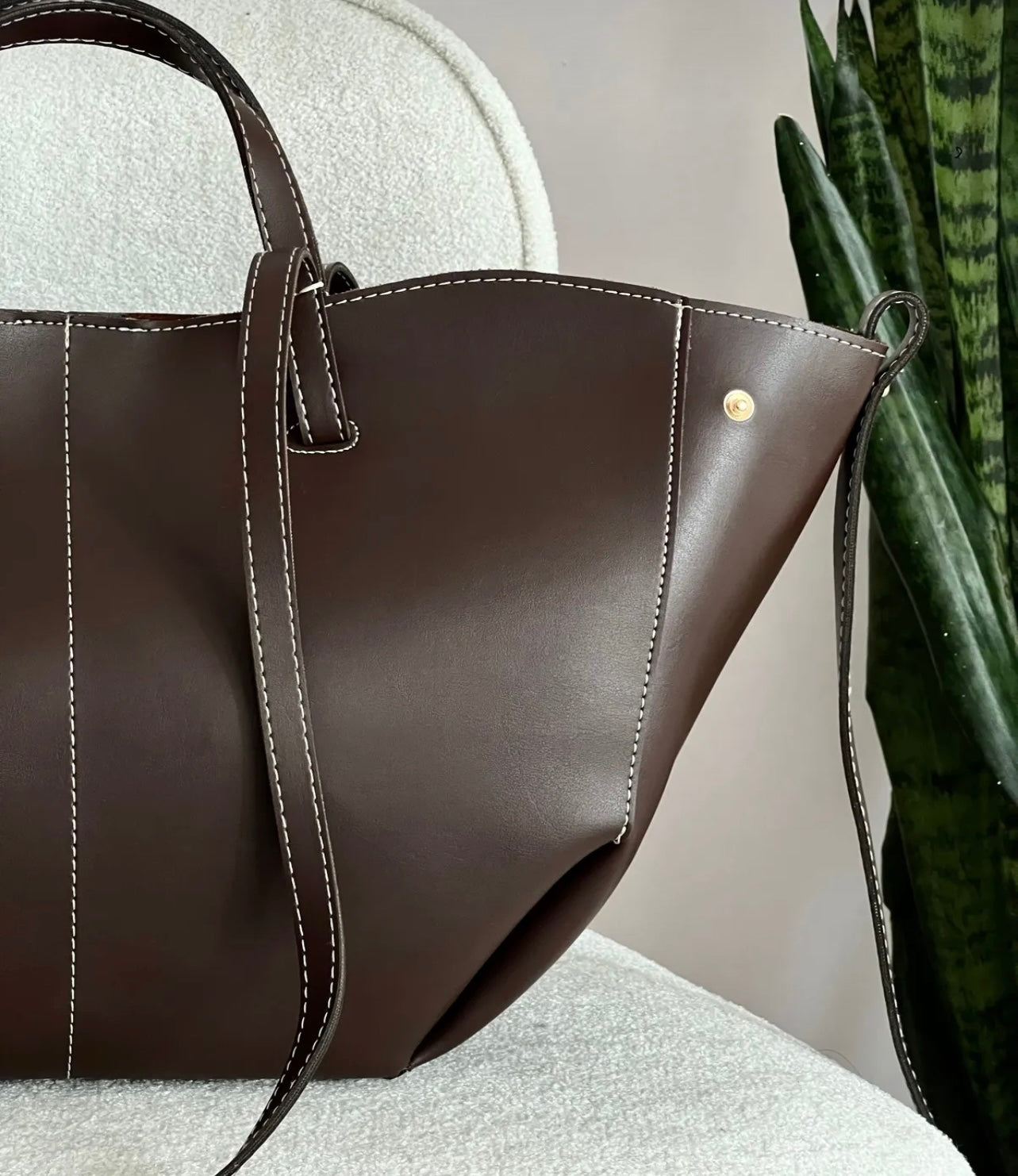 Structured Tote Bag Naz - Chocolate Brown