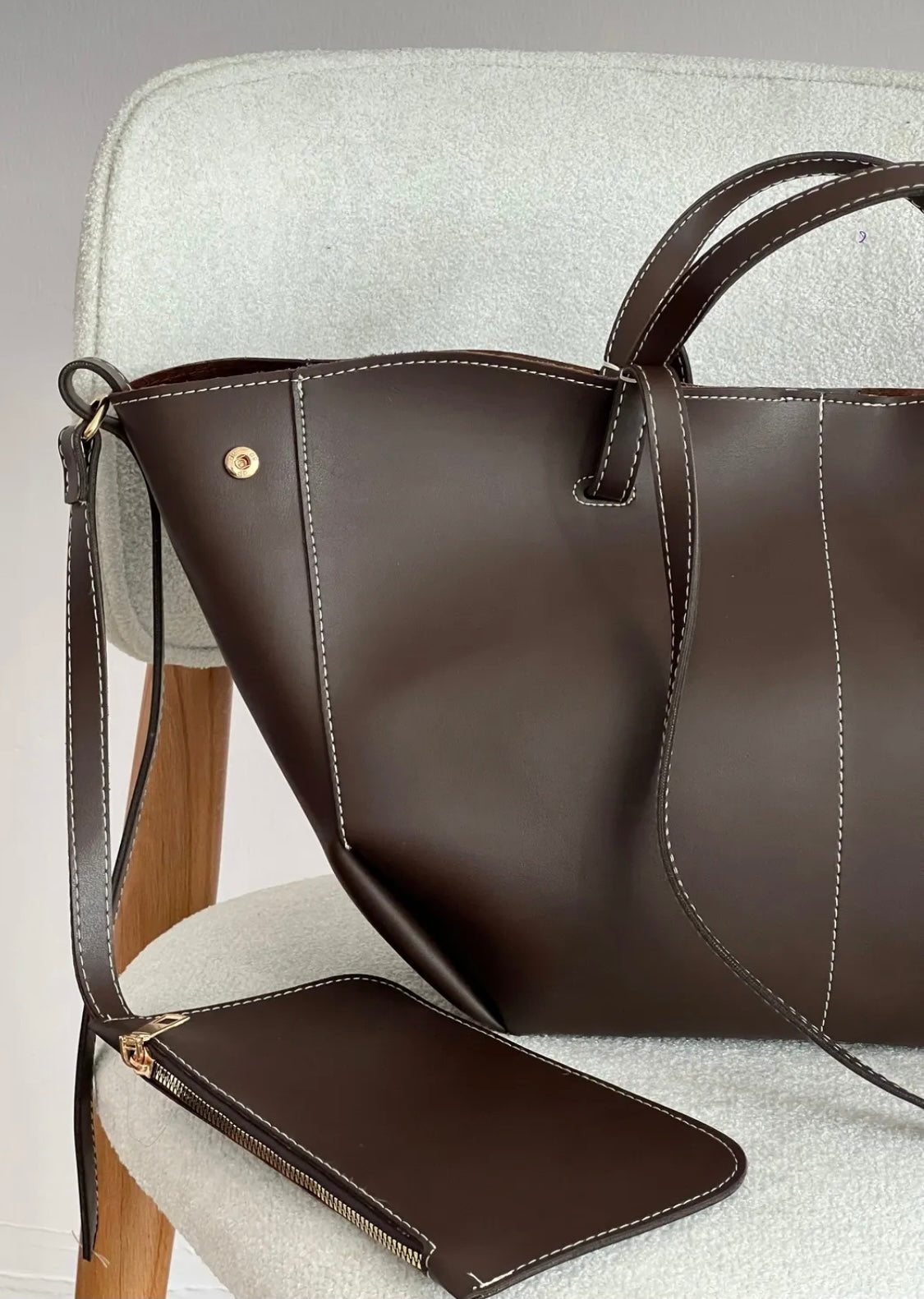 Structured Tote Bag Naz - Chocolate Brown