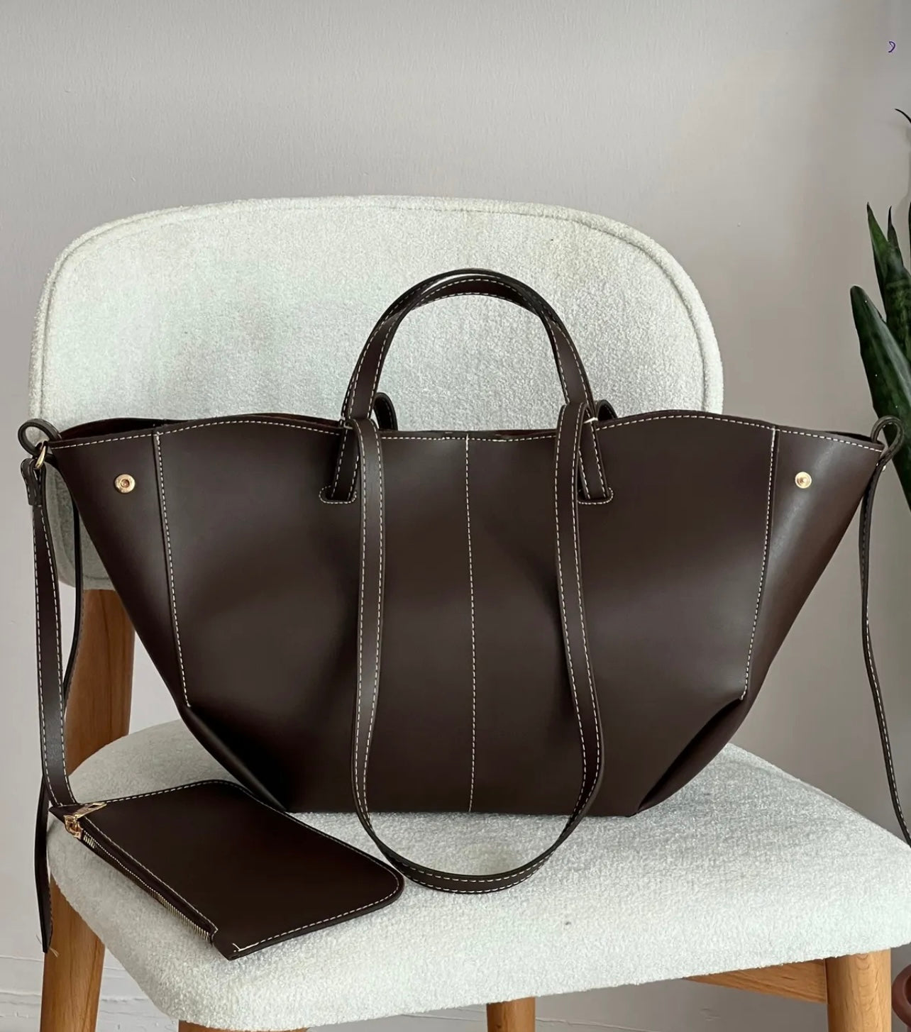 Structured Tote Bag Naz - Chocolate Brown