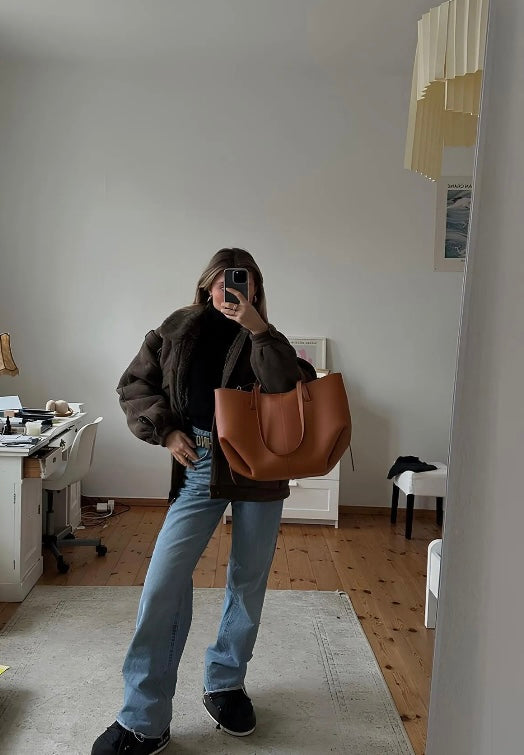 Structured Tote Bag Naz - Brown